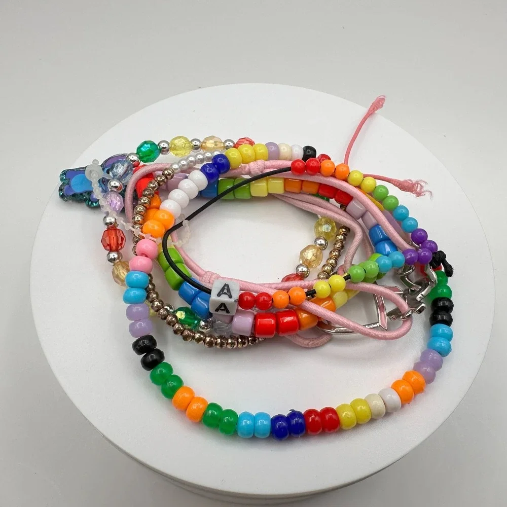 Vintage 90s Y2K Kandi Beaded Bracelet‎ Lot Stitch Charm Women's Classic Jewelry